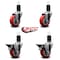 Service Caster 3.5'' Red Poly Wheel Swivel 1-5/8'' Expanding Stem Caster Set 2 Brakes, 4PK SCC-EX20S3514-PPUB-RED-2-PLB-2-158 - alternate 2